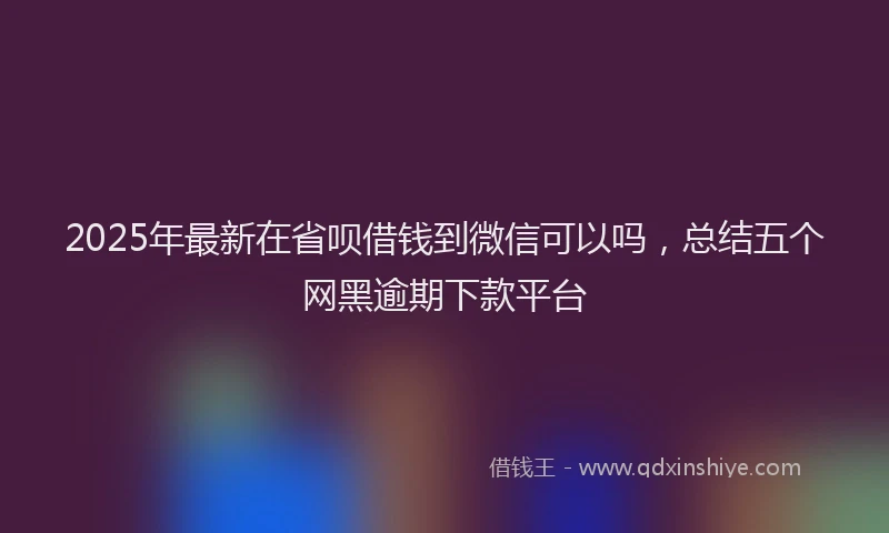 2025年最新在省呗借钱到微信可以吗，总结五个网黑逾期下款平台