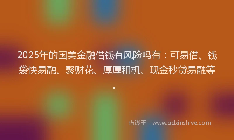 2025年的国美金融借钱有风险吗有：可易借、钱袋快易融、聚财花、厚厚租机、现金秒贷易融等。