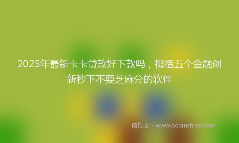 2025年最新卡卡贷款好下款吗，概括五个金融创新秒下不要芝麻分的软件
