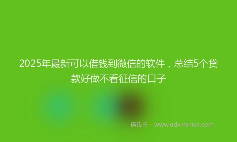 2025年最新可以借钱到微信的软件，总结5个贷款好做不看征信的口子