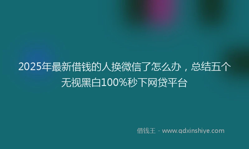 2025年最新借钱的人换微信了怎么办，总结五个无视黑白100%秒下网贷平台