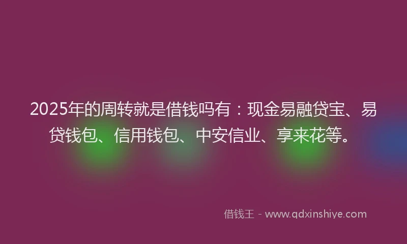 2025年的周转就是借钱吗有：现金易融贷宝、易贷钱包、信用钱包、中安信业、享来花等。