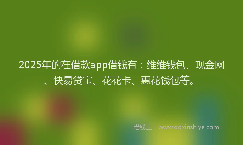 2025年的在借款app借钱有：维维钱包、现金网、快易贷宝、花花卡、惠花钱包等。