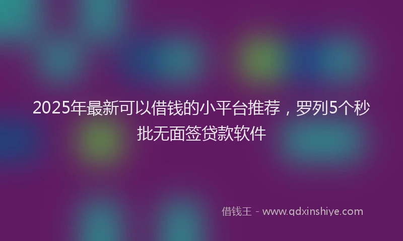 2025年最新可以借钱的小平台推荐，罗列5个秒批无面签贷款软件