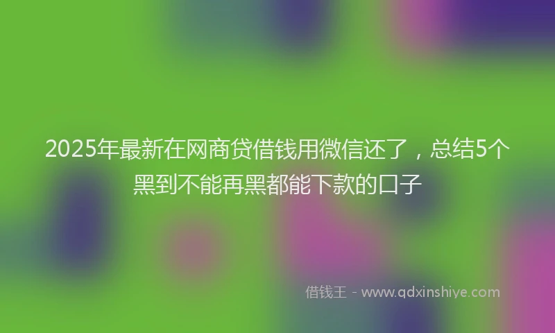 2025年最新在网商贷借钱用微信还了，总结5个黑到不能再黑都能下款的口子