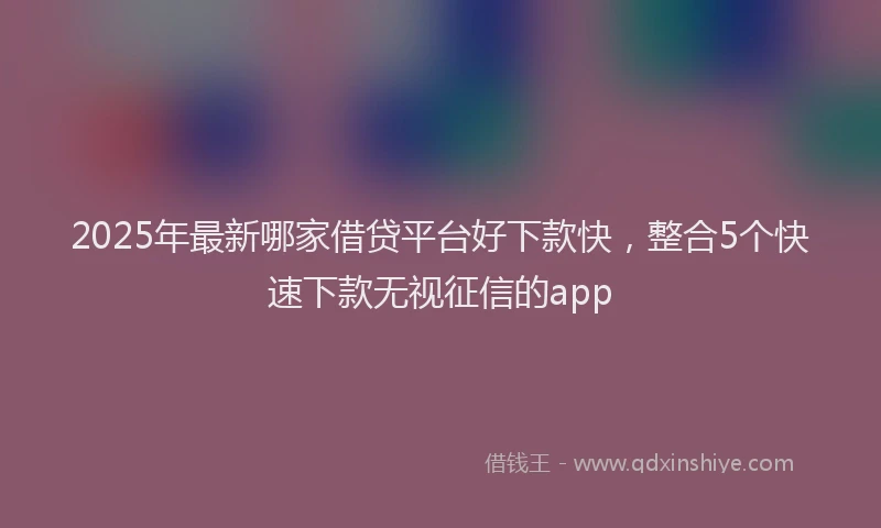 2025年最新哪家借贷平台好下款快，整合5个快速下款无视征信的app