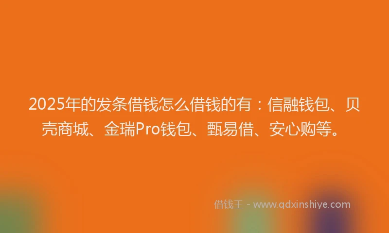 2025年的发条借钱怎么借钱的有：信融钱包、贝壳商城、金瑞Pro钱包、甄易借、安心购等。