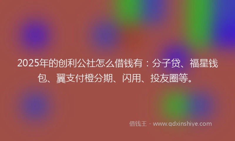 2025年的创利公社怎么借钱有：分子贷、福星钱包、翼支付橙分期、闪用、投友圈等。