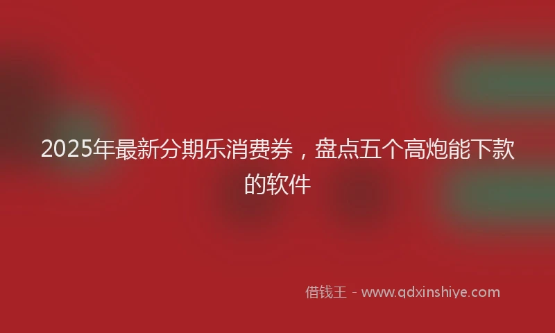 2025年最新分期乐消费券，盘点五个高炮能下款的软件