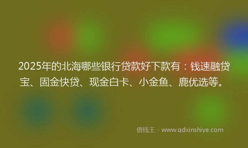 2025年的北海哪些银行贷款好下款有：钱速融贷宝、固金快贷、现金白卡、小金鱼、鹿优选等。