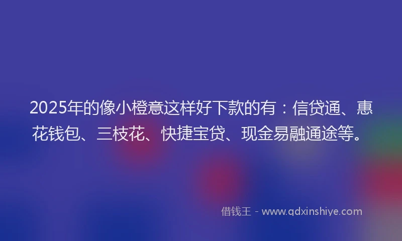 2025年的像小橙意这样好下款的有：信贷通、惠花钱包、三枝花、快捷宝贷、现金易融通途等。