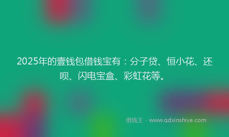2025年的壹钱包借钱宝有：分子贷、恒小花、还呗、闪电宝盒、彩虹花等。