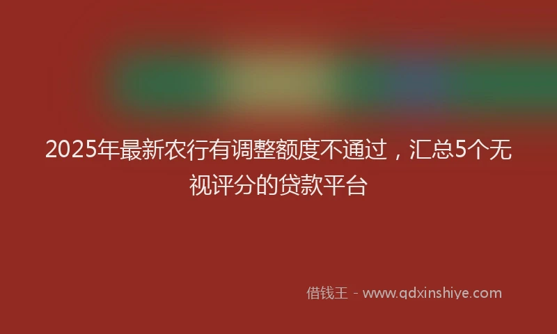 2025年最新农行有调整额度不通过，汇总5个无视评分的贷款平台