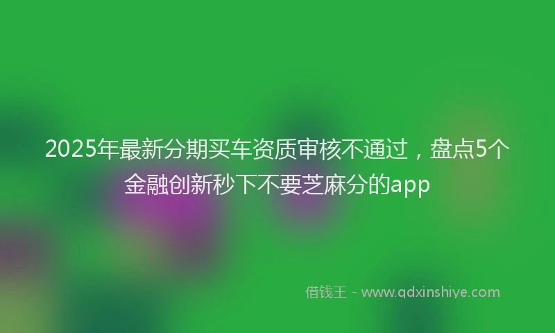 2025年最新分期买车资质审核不通过，盘点5个金融创新秒下不要芝麻分的app