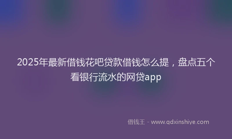 2025年最新借钱花吧贷款借钱怎么提，盘点五个看银行流水的网贷app
