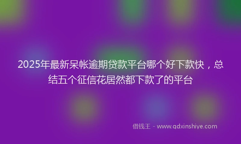 2025年最新呆帐逾期贷款平台哪个好下款快，总结五个征信花居然都下款了的平台