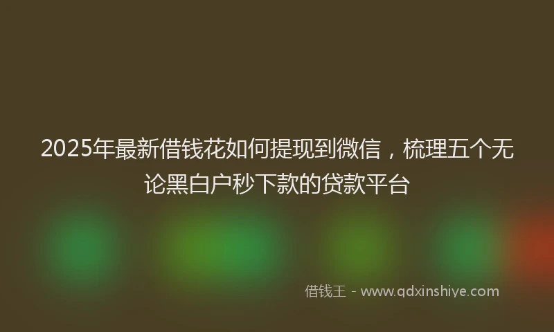 2025年最新借钱花如何提现到微信，梳理五个无论黑白户秒下款的贷款平台