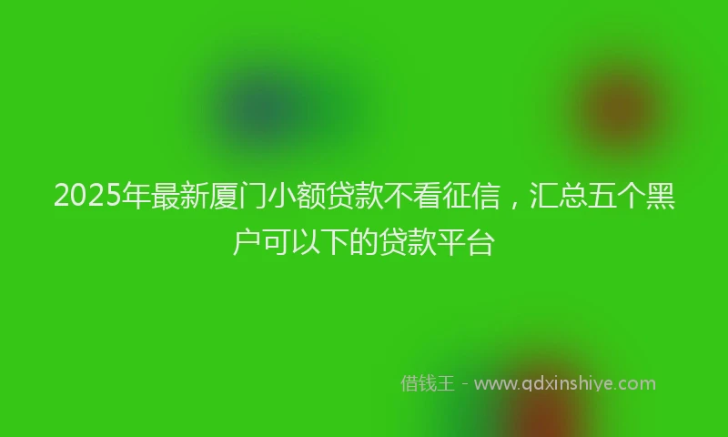 2025年最新厦门小额贷款不看征信，汇总五个黑户可以下的贷款平台