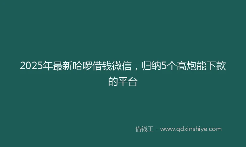 2025年最新哈啰借钱微信，归纳5个高炮能下款的平台