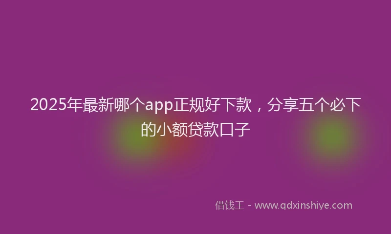 2025年最新哪个app正规好下款，分享五个必下的小额贷款口子