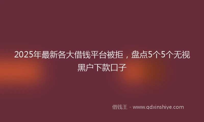 2025年最新各大借钱平台被拒，盘点5个5个无视黑户下款口子