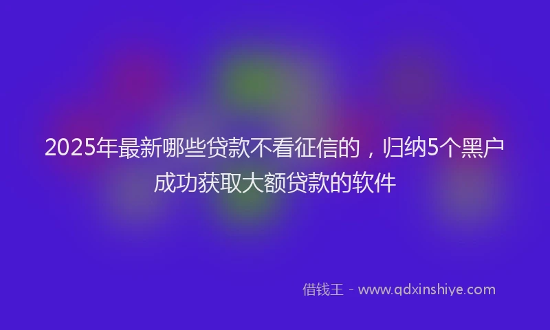 2025年最新哪些贷款不看征信的，归纳5个黑户成功获取大额贷款的软件
