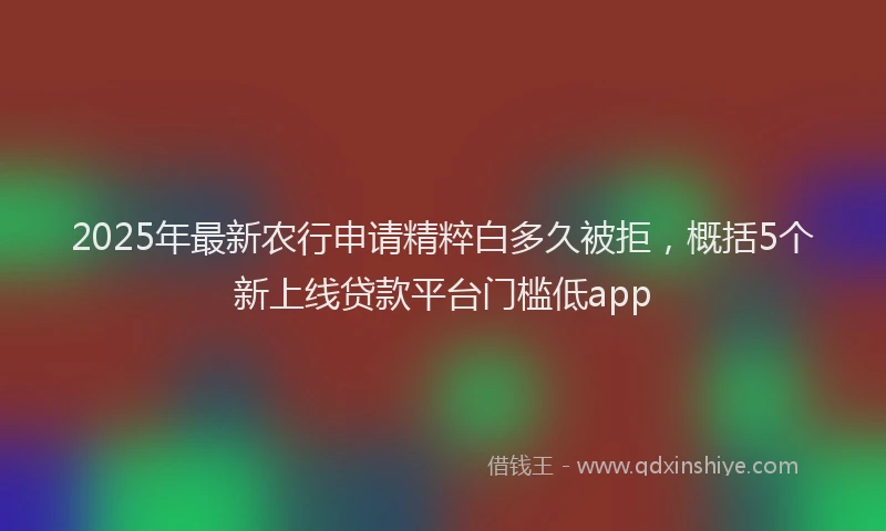 2025年最新农行申请精粹白多久被拒，概括5个新上线贷款平台门槛低app