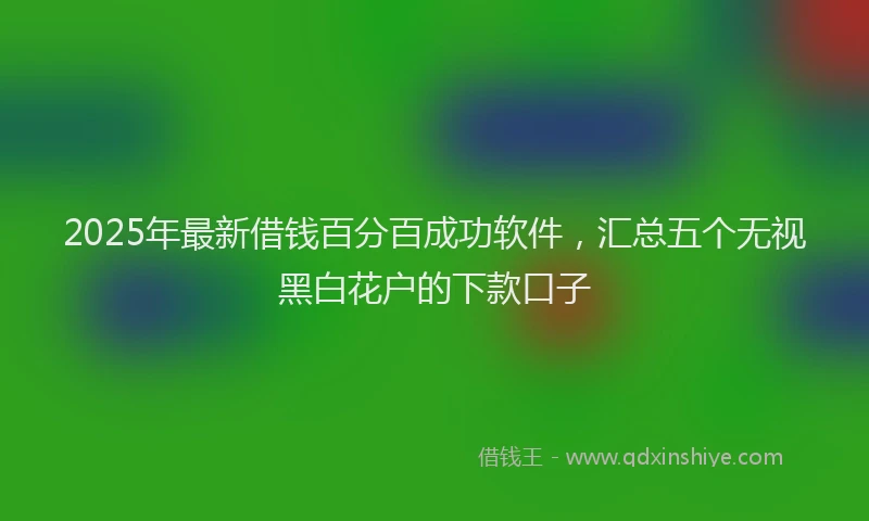2025年最新借钱百分百成功软件，汇总五个无视黑白花户的下款口子
