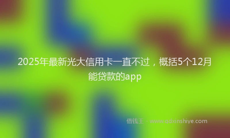 2025年最新光大信用卡一直不过，概括5个12月能贷款的app