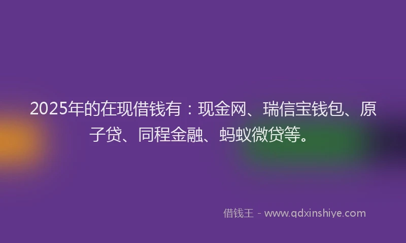 2025年的在现借钱有：现金网、瑞信宝钱包、原子贷、同程金融、蚂蚁微贷等。
