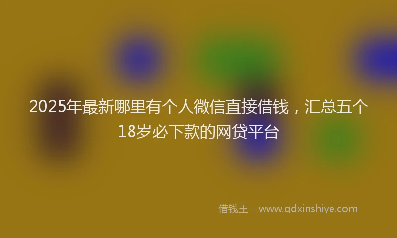 2025年最新哪里有个人微信直接借钱，汇总五个18岁必下款的网贷平台