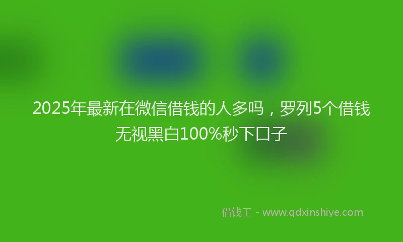 2025年最新在微信借钱的人多吗，罗列5个借钱无视黑白100%秒下口子