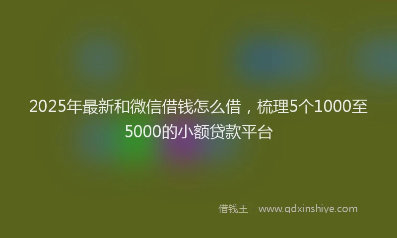 2025年最新和微信借钱怎么借，梳理5个1000至5000的小额贷款平台