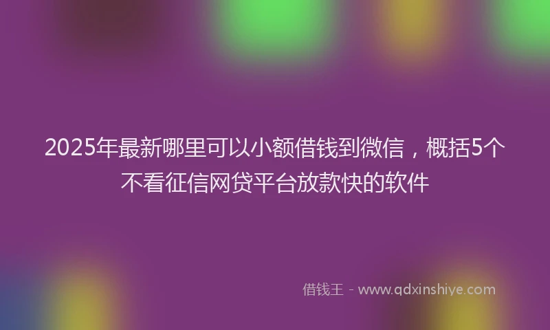 2025年最新哪里可以小额借钱到微信，概括5个不看征信网贷平台放款快的软件