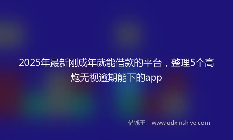 2025年最新刚成年就能借款的平台，整理5个高炮无视逾期能下的app