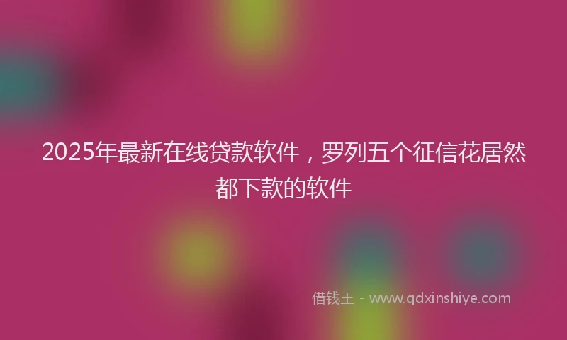 2025年最新在线贷款软件，罗列五个征信花居然都下款的软件