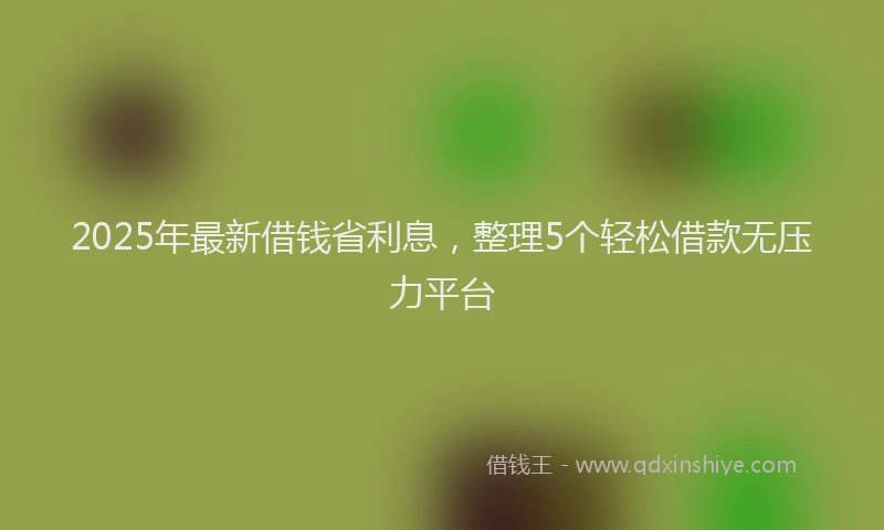2025年最新借钱省利息，整理5个轻松借款无压力平台