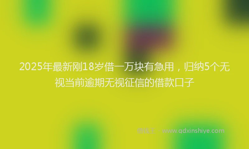 2025年最新刚18岁借一万块有急用，归纳5个无视当前逾期无视征信的借款口子