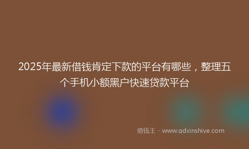 2025年最新借钱肯定下款的平台有哪些，整理五个手机小额黑户快速贷款平台
