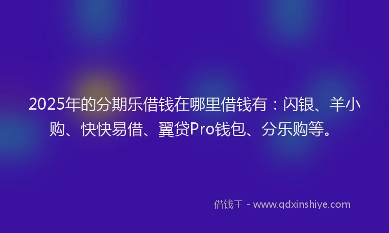 2025年的分期乐借钱在哪里借钱有：闪银、羊小购、快快易借、翼贷Pro钱包、分乐购等。