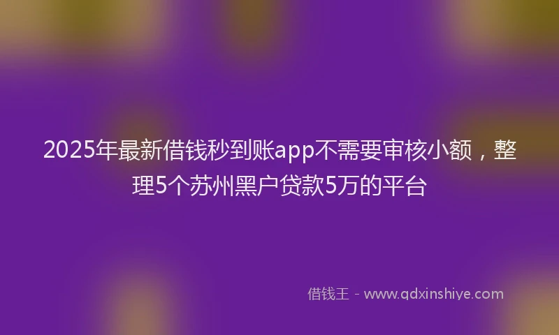 2025年最新借钱秒到账app不需要审核小额，整理5个苏州黑户贷款5万的平台