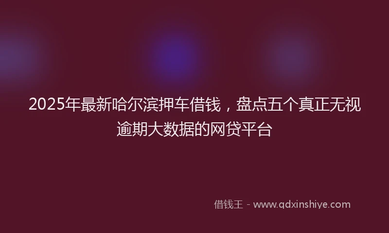2025年最新哈尔滨押车借钱，盘点五个真正无视逾期大数据的网贷平台
