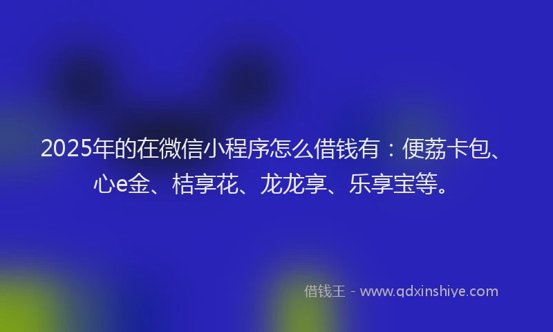 2025年的在微信小程序怎么借钱有：便荔卡包、心e金、桔享花、龙龙享、乐享宝等。