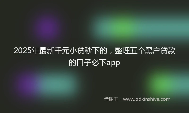 2025年最新千元小贷秒下的，整理五个黑户贷款的口子必下app