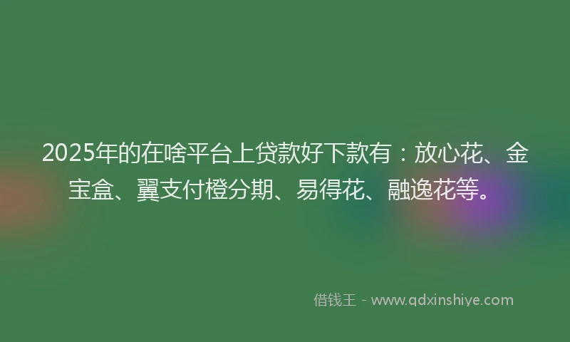 2025年的在啥平台上贷款好下款有：放心花、金宝盒、翼支付橙分期、易得花、融逸花等。