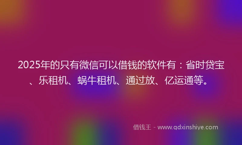 2025年的只有微信可以借钱的软件有：省时贷宝、乐租机、蜗牛租机、通过放、亿运通等。