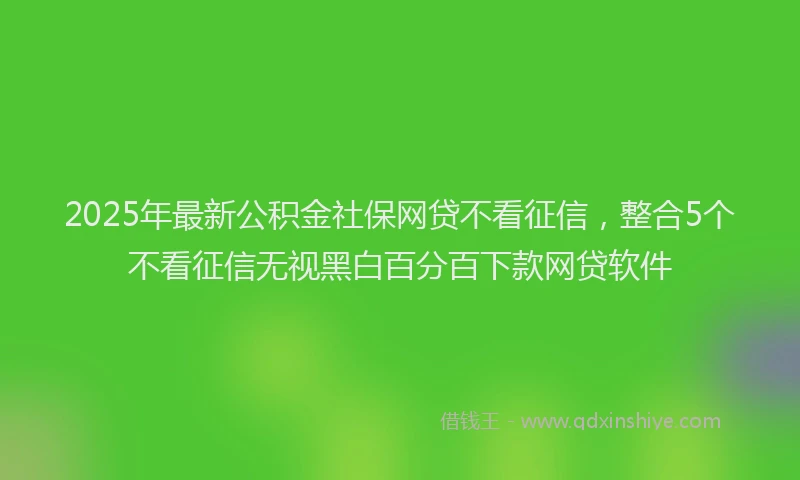2025年最新公积金社保网贷不看征信，整合5个不看征信无视黑白百分百下款网贷软件