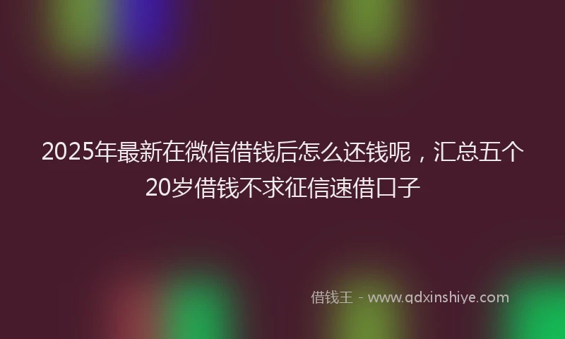 2025年最新在微信借钱后怎么还钱呢，汇总五个20岁借钱不求征信速借口子