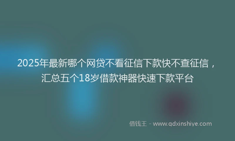 2025年最新哪个网贷不看征信下款快不查征信，汇总五个18岁借款神器快速下款平台