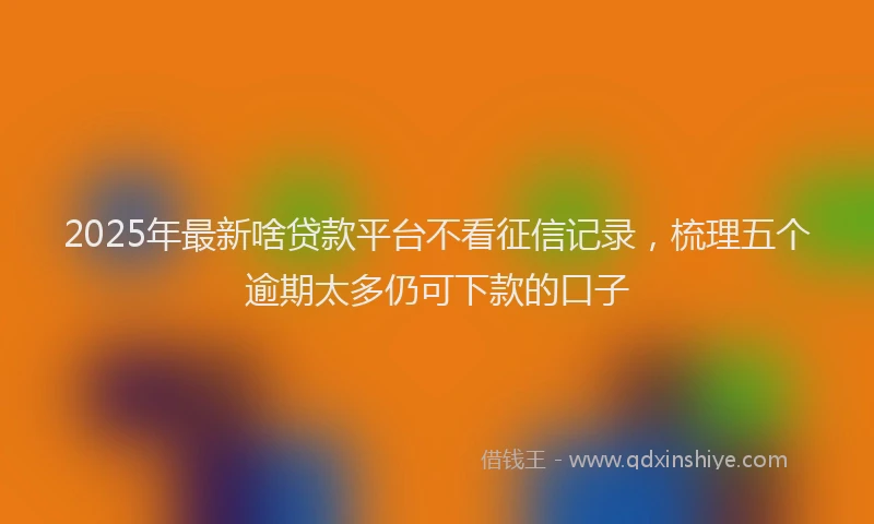 2025年最新啥贷款平台不看征信记录，梳理五个逾期太多仍可下款的口子